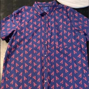 Men’s casual button down shirt sleeve- lobsters